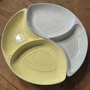 MCM Hoenig divided dishes lazy Susan white/yellow